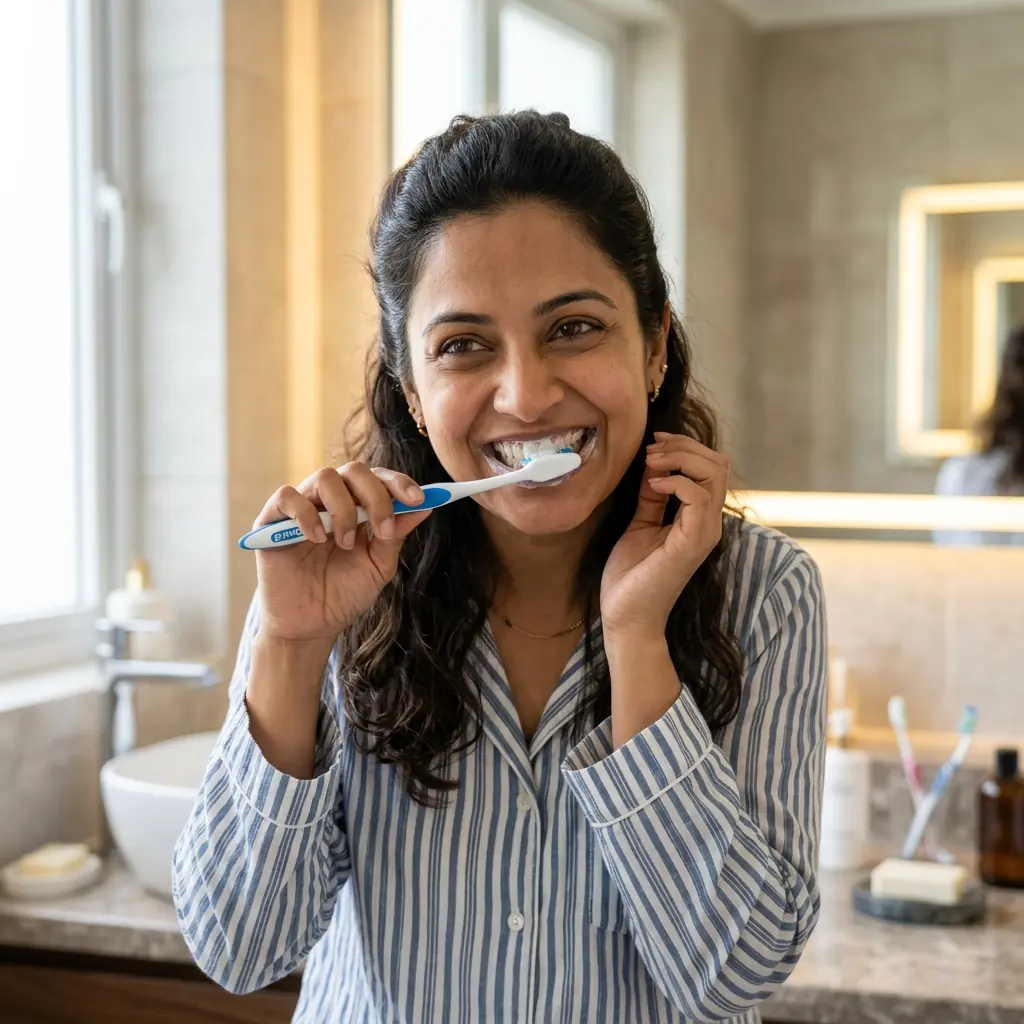 Girl brushing teeth — dental hygiene tips from Grace Dental Care