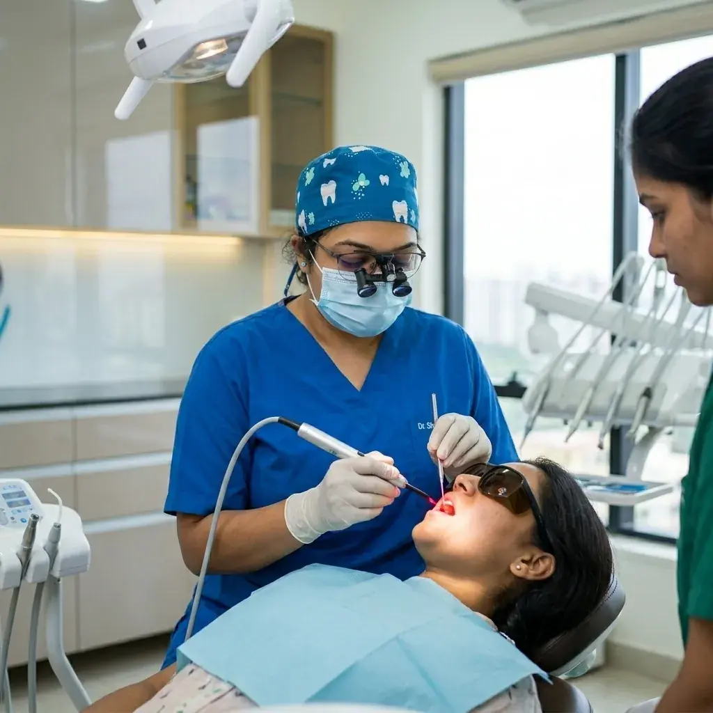 Dr. Sherin handling Laser Gum Therapy