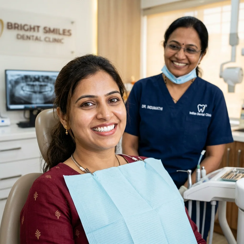 Indian patient with clean and white teeth